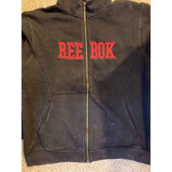 Reebok Full Zip Sweatshirt Red Black Size XLarge Mens Heavyweight 1979 - Picture 4 of 8